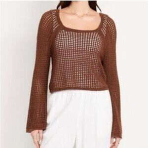Old Navy Brown Open Knit Sweater